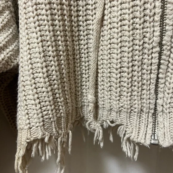 Main Strip Tan Hooded Cardigan Sweater - Picture 4 of 6